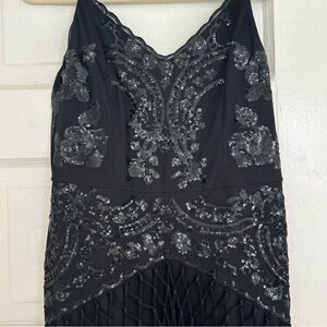 San Joy Black Tassle Dress Large